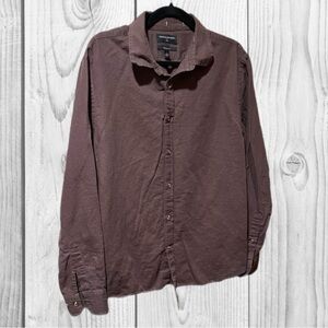 Banana Republic Men's Brown Long-Sleeve Button-Up Shirt Linen Untucked Fit L